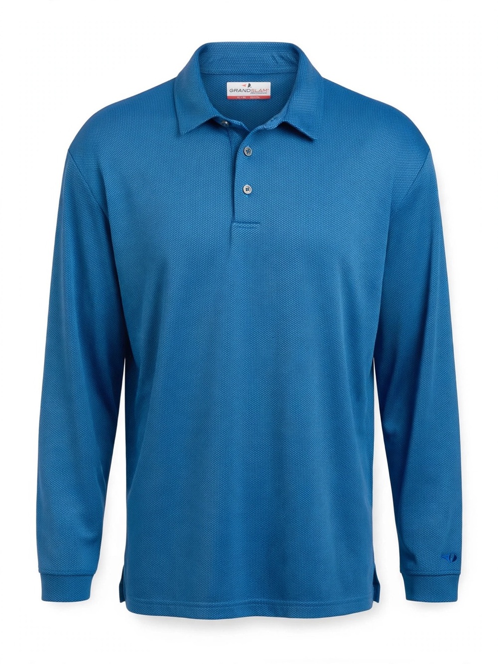 Grand Slam Performance Men's XL Blue Micro-Print Long Sleeve Golf Polo Shirt
